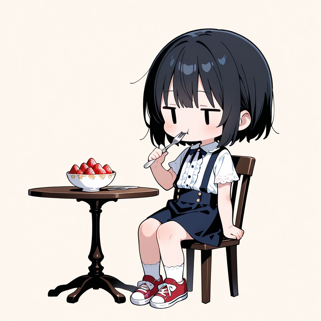 いちごを食べる