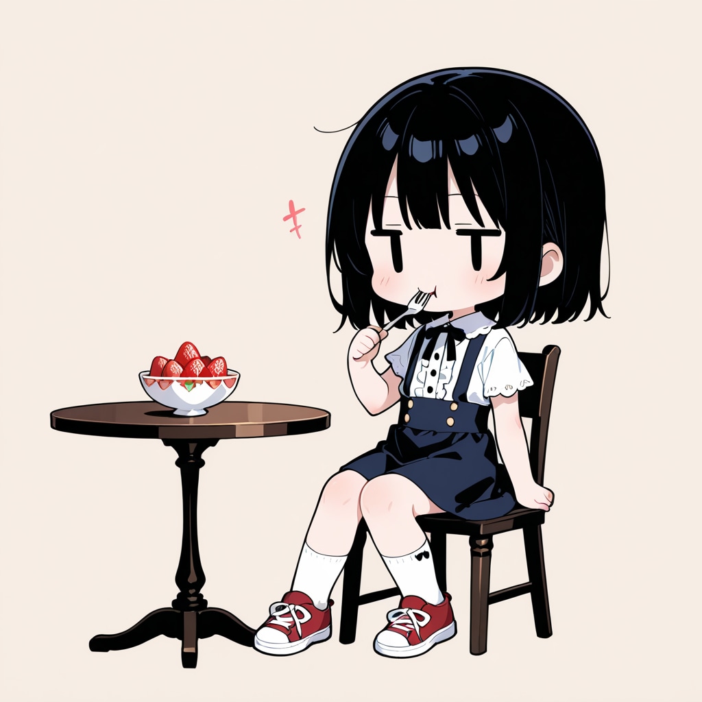 いちごを食べる