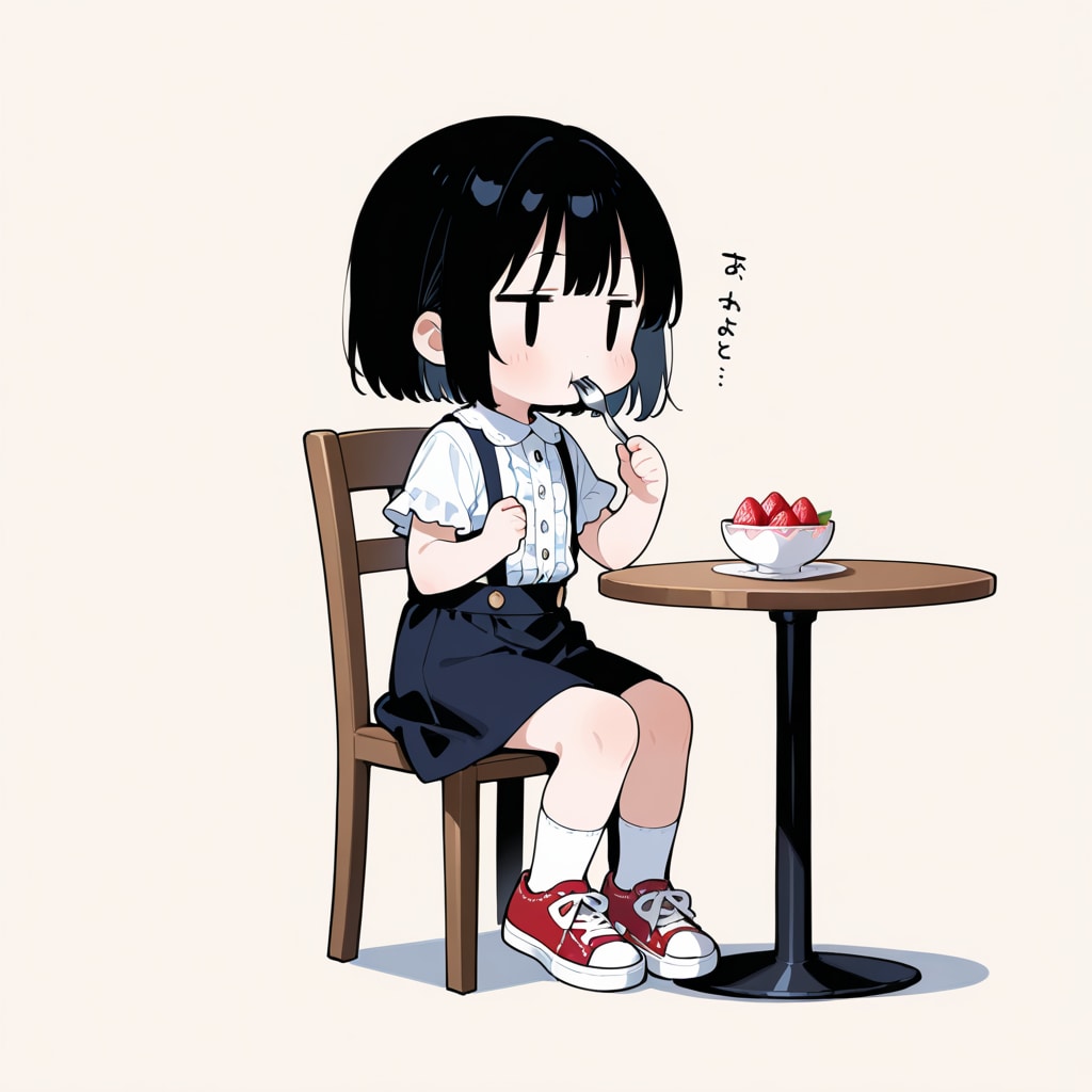 いちごを食べる