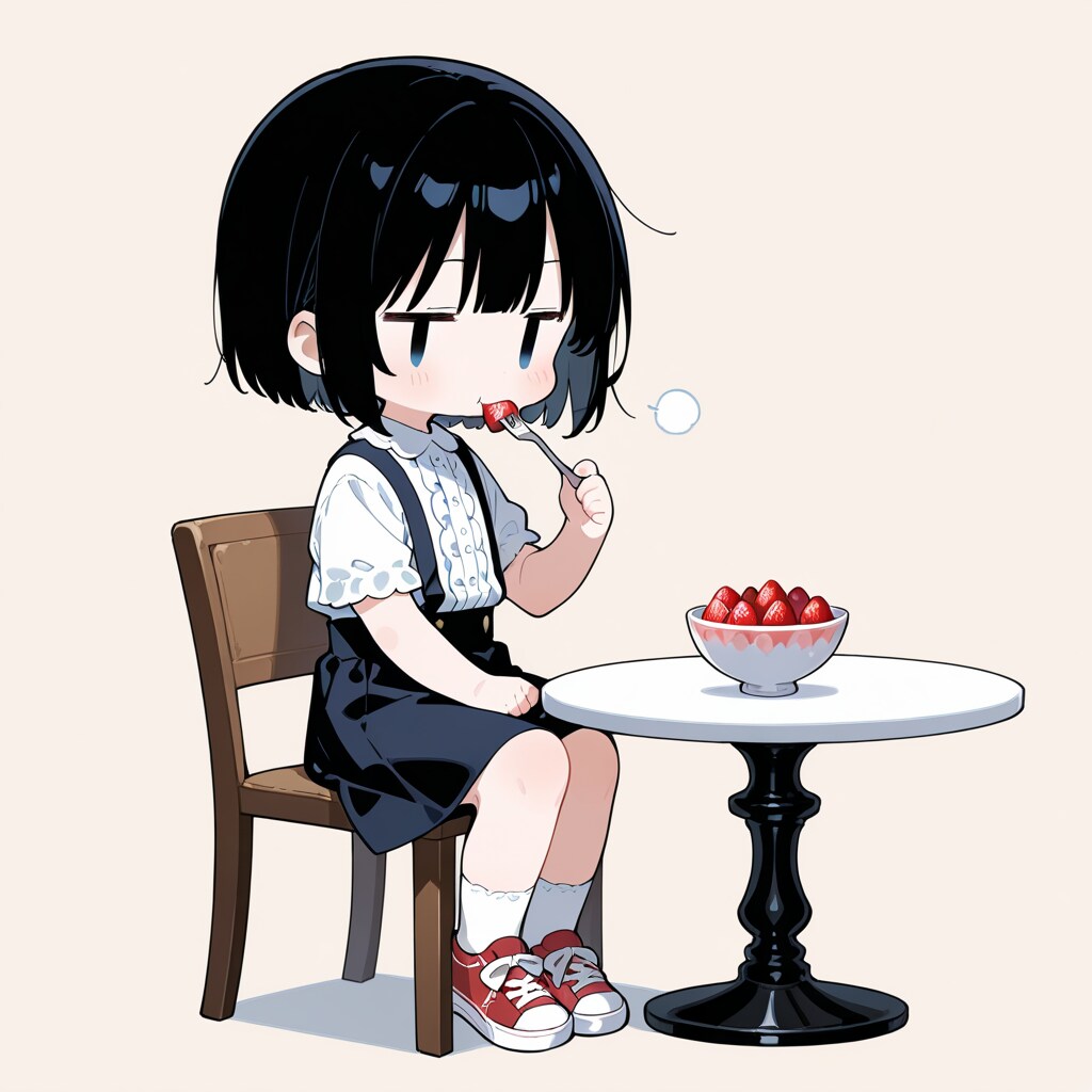 いちごを食べる