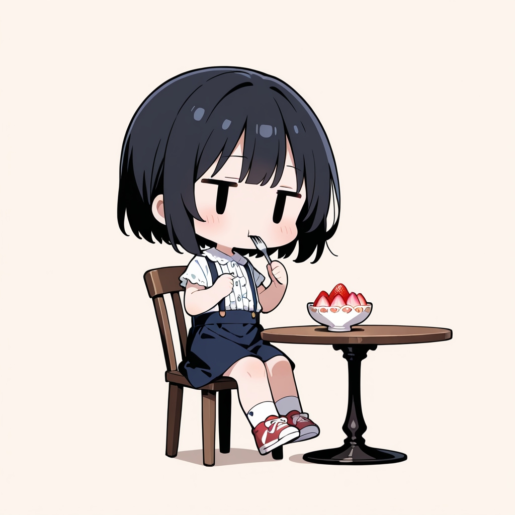 いちごを食べる