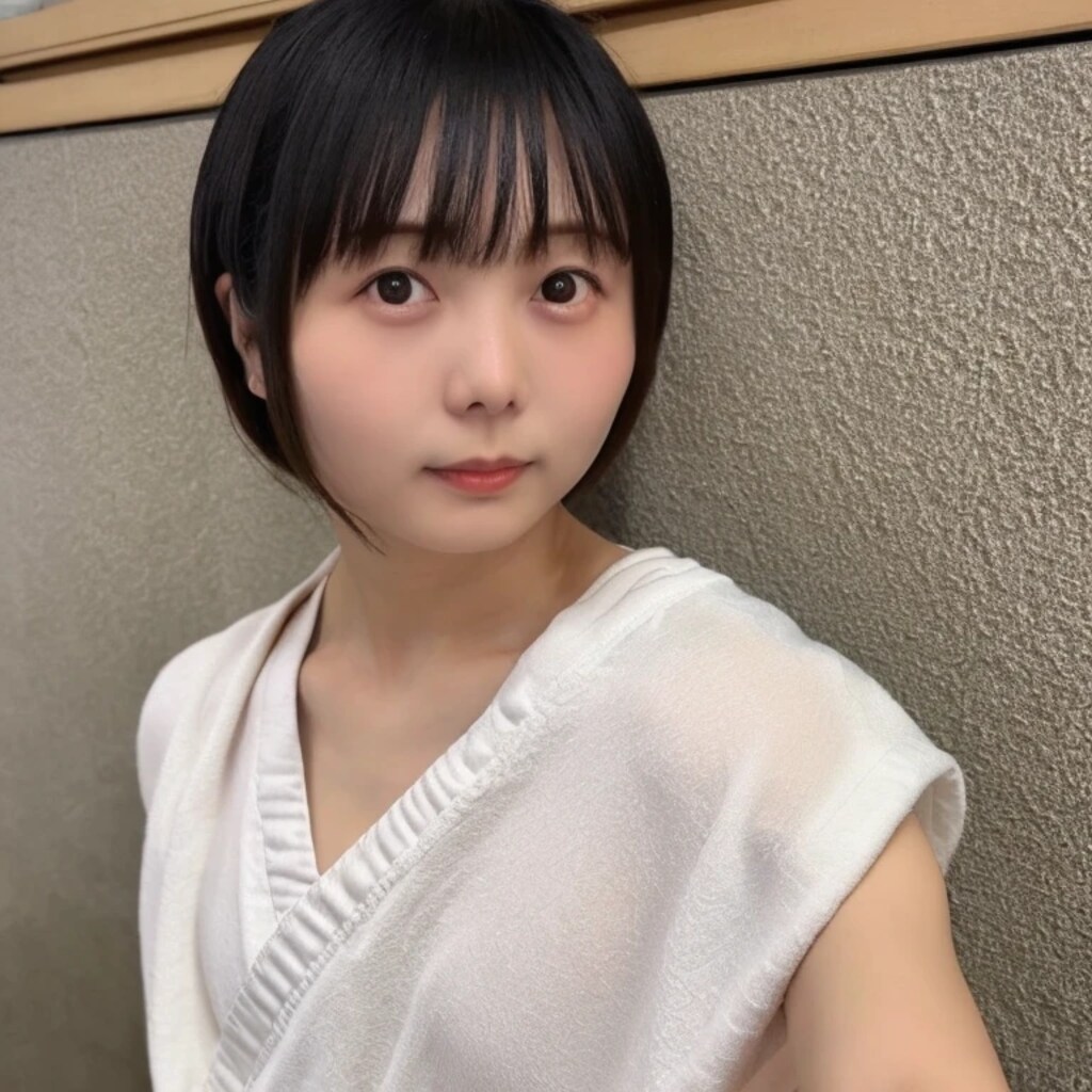 黒髪ボブでお風呂の美女２０