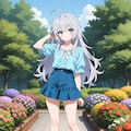 お庭の少女。ぽい子さん 3枚目