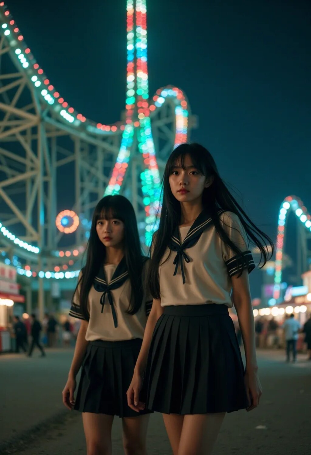 夜の遊園地