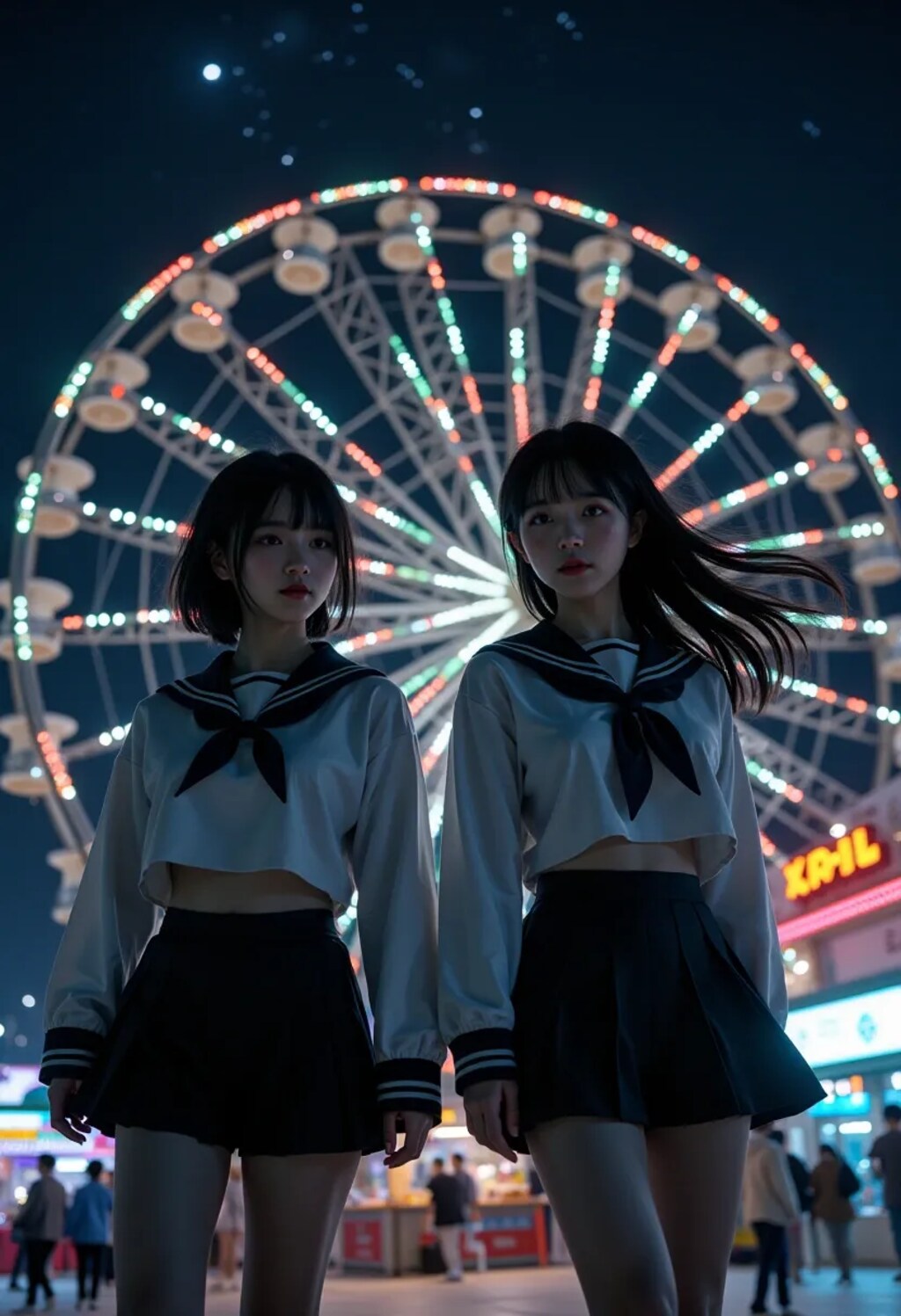 夜の遊園地