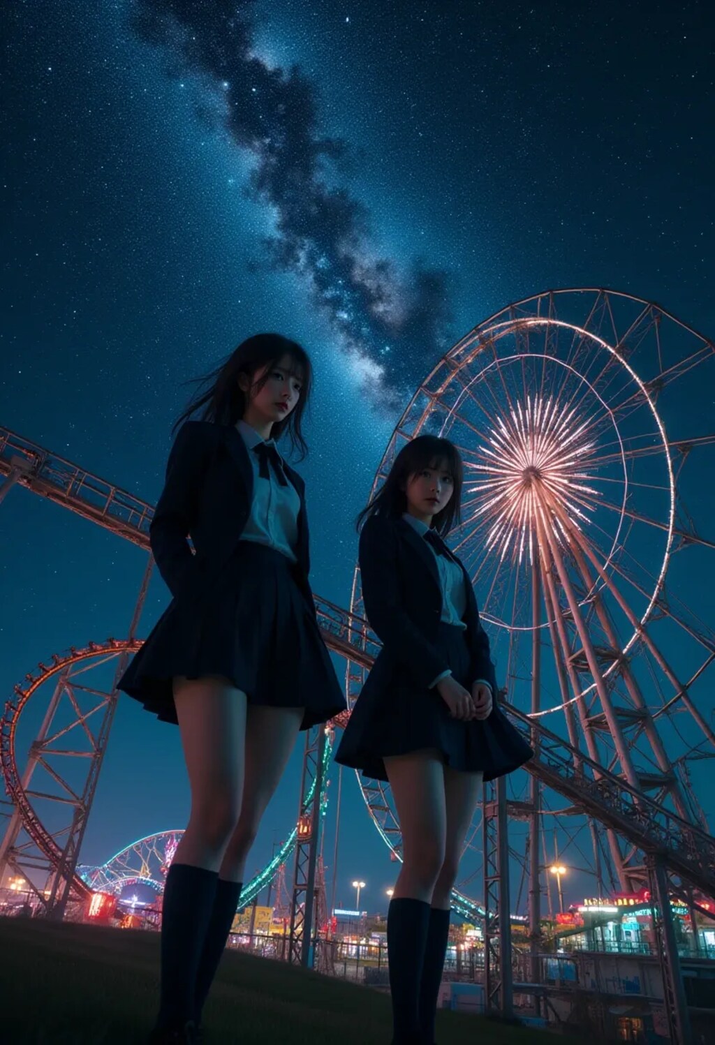 夜の遊園地