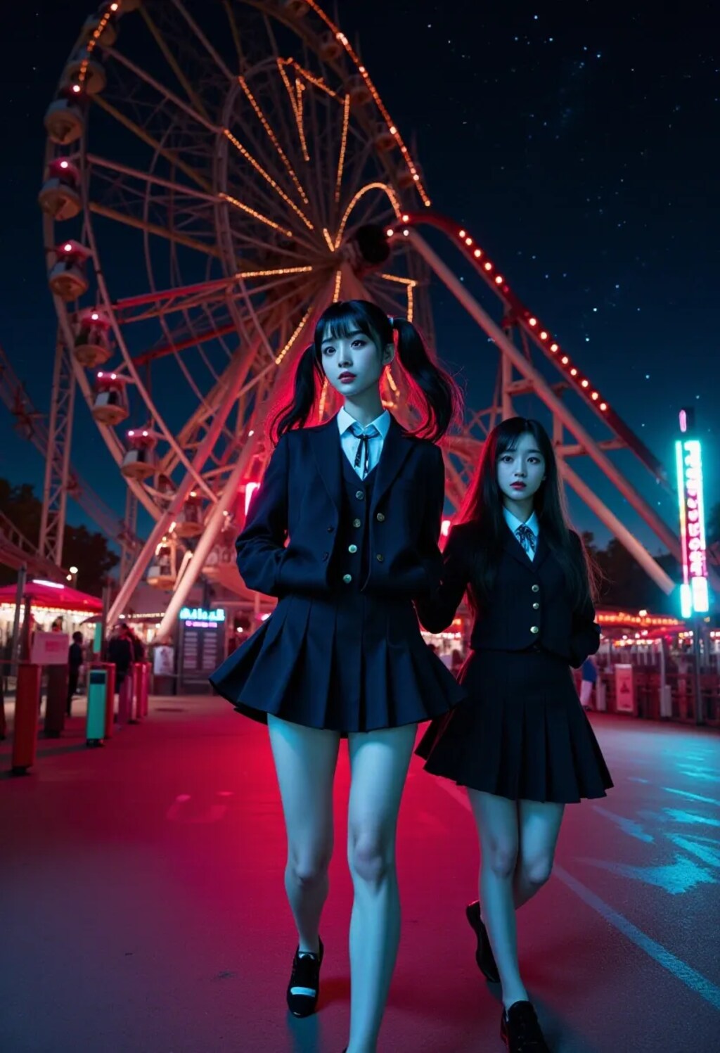 夜の遊園地