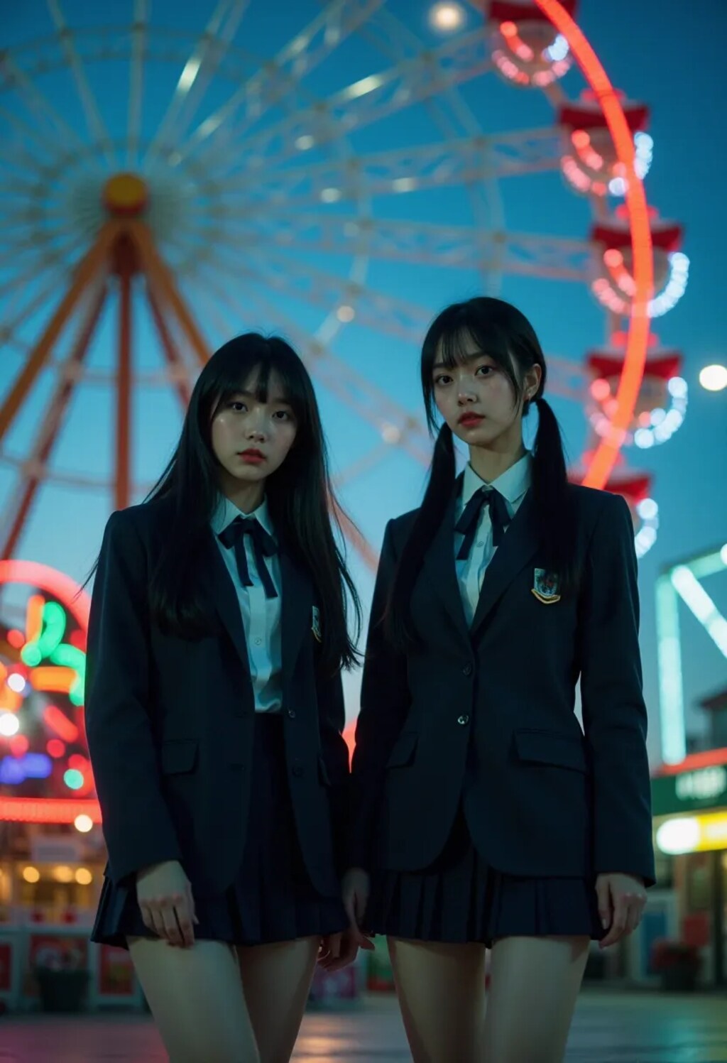 夜の遊園地