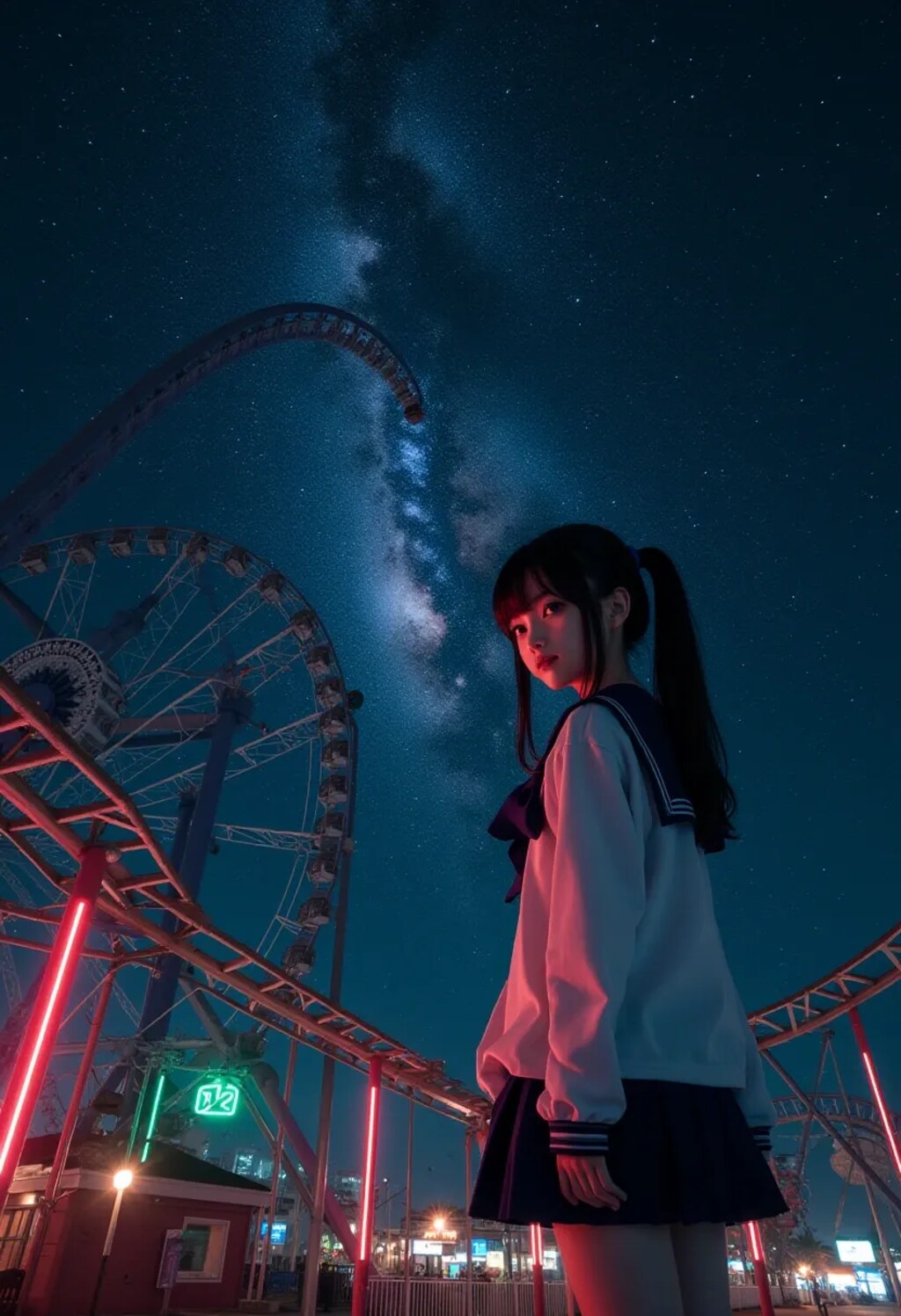 夜の遊園地