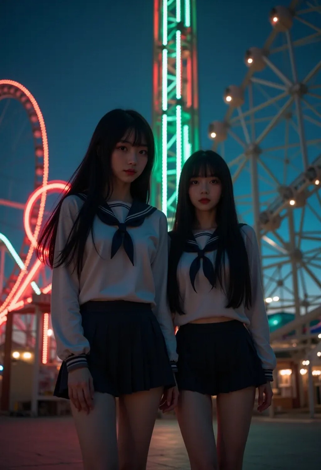 夜の遊園地