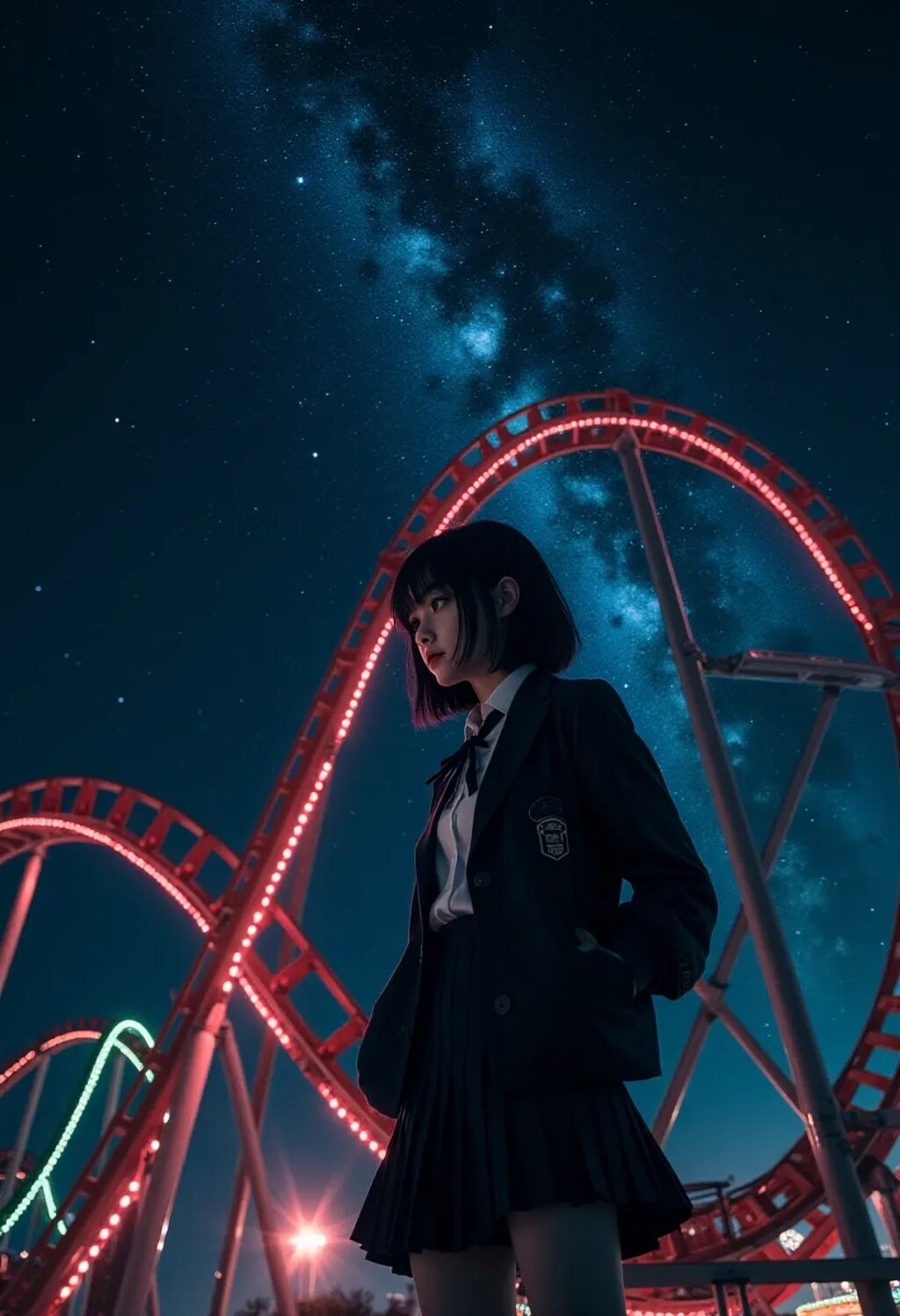 夜の遊園地