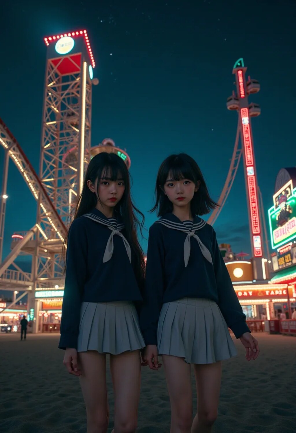 夜の遊園地