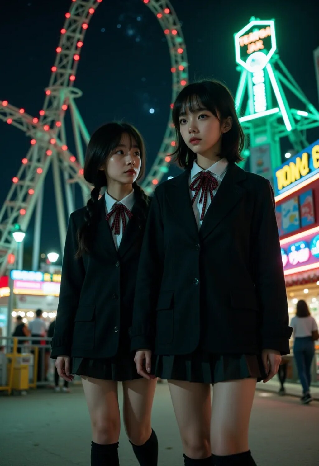 夜の遊園地