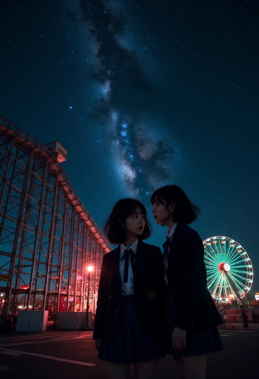 夜の遊園地