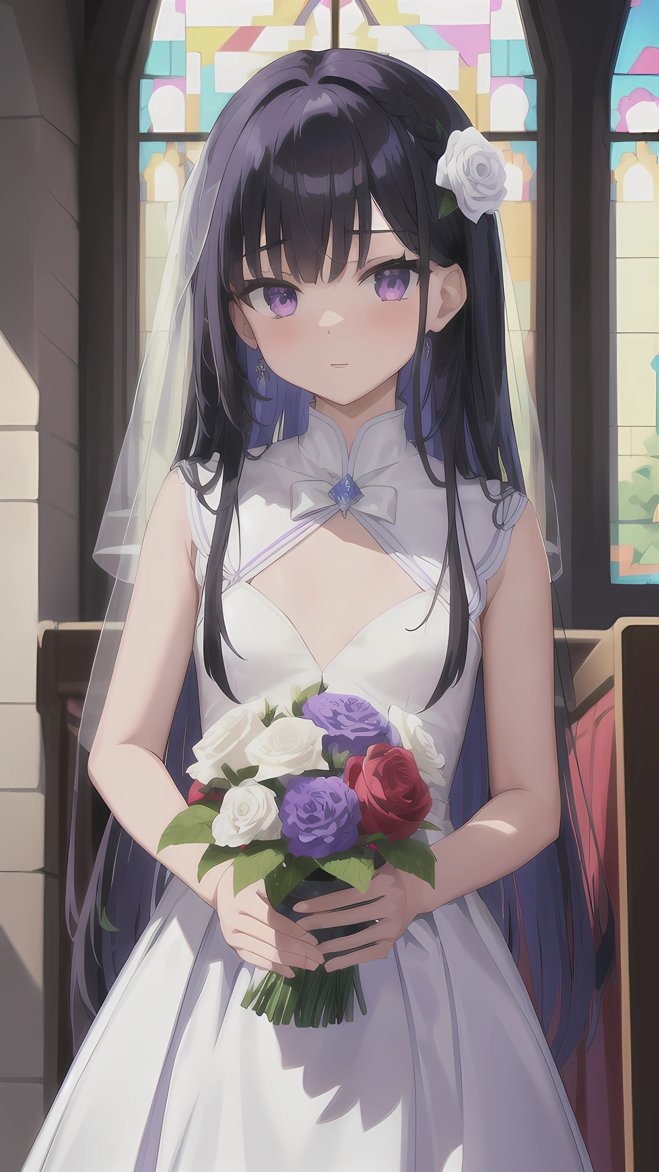 黒髪ロングの紫眼ちゃん
