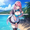 『ビーチに連れてこられたピンク髪メイド』のフィギュア 2枚目