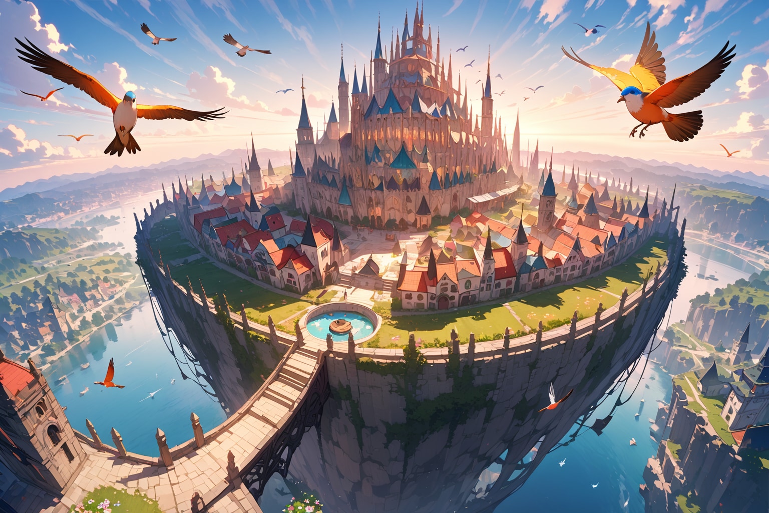 浮遊岩にある城 | の人気AIイラスト・グラビア