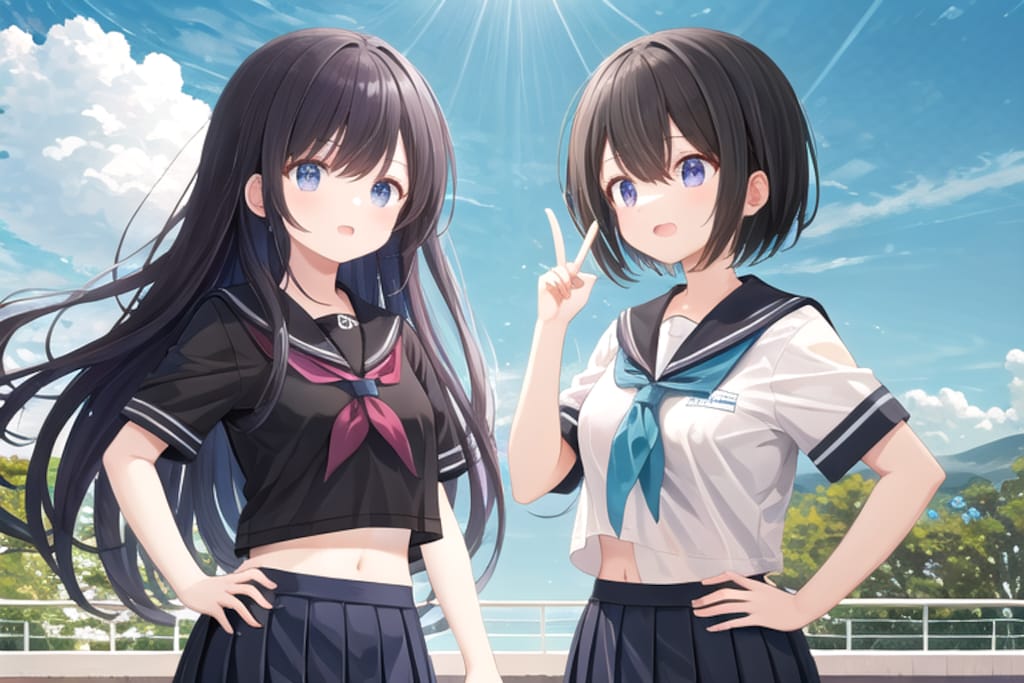 立ち話をする二人の女子校生