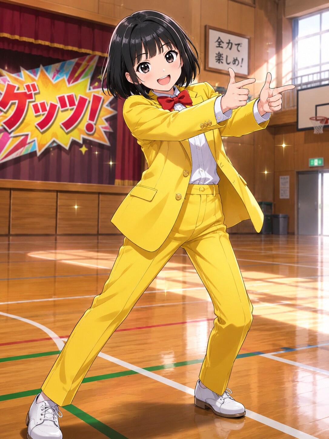黄色のスーツの女の子