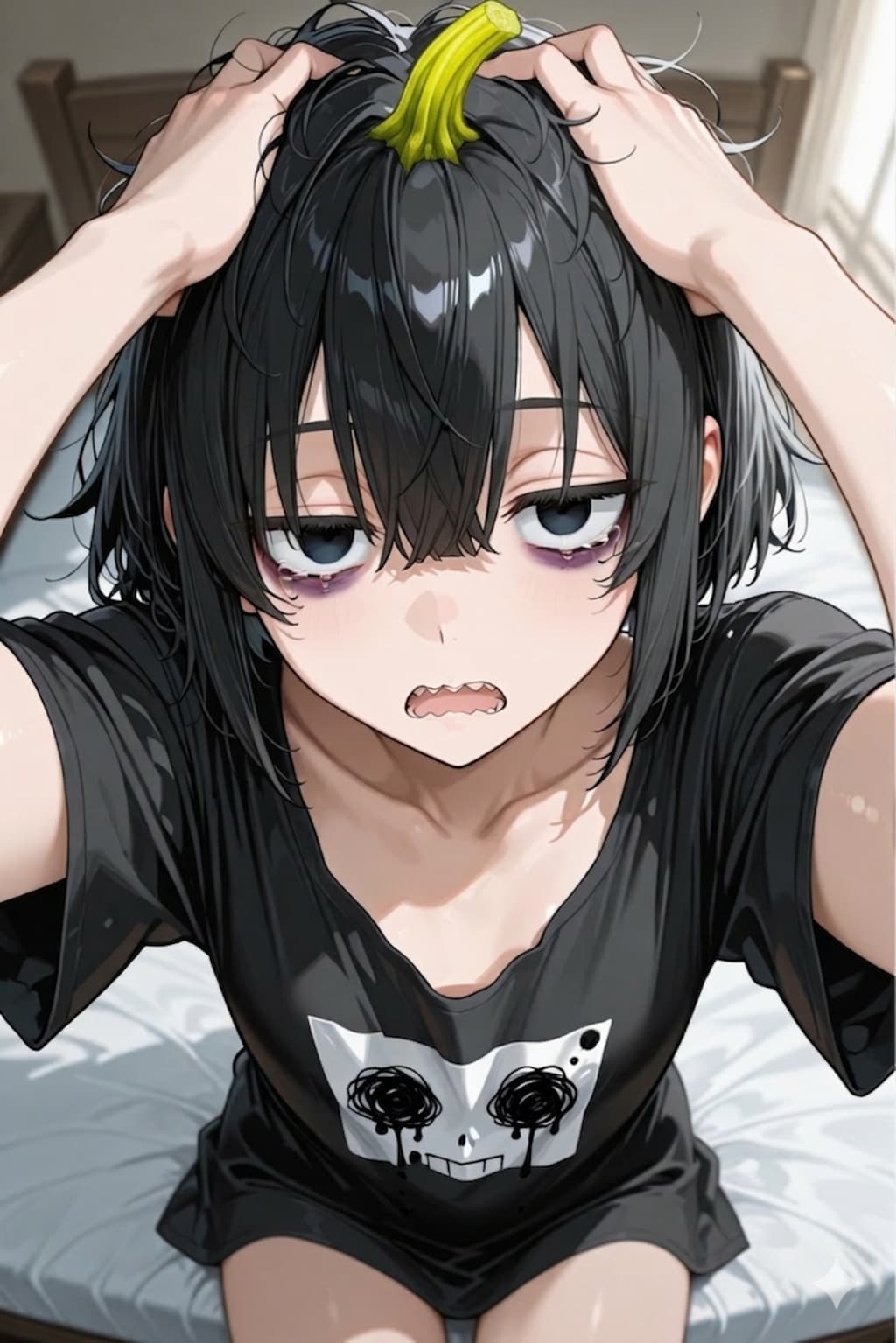 兄ちゃん、頭にヘタ生えた‼️🎃