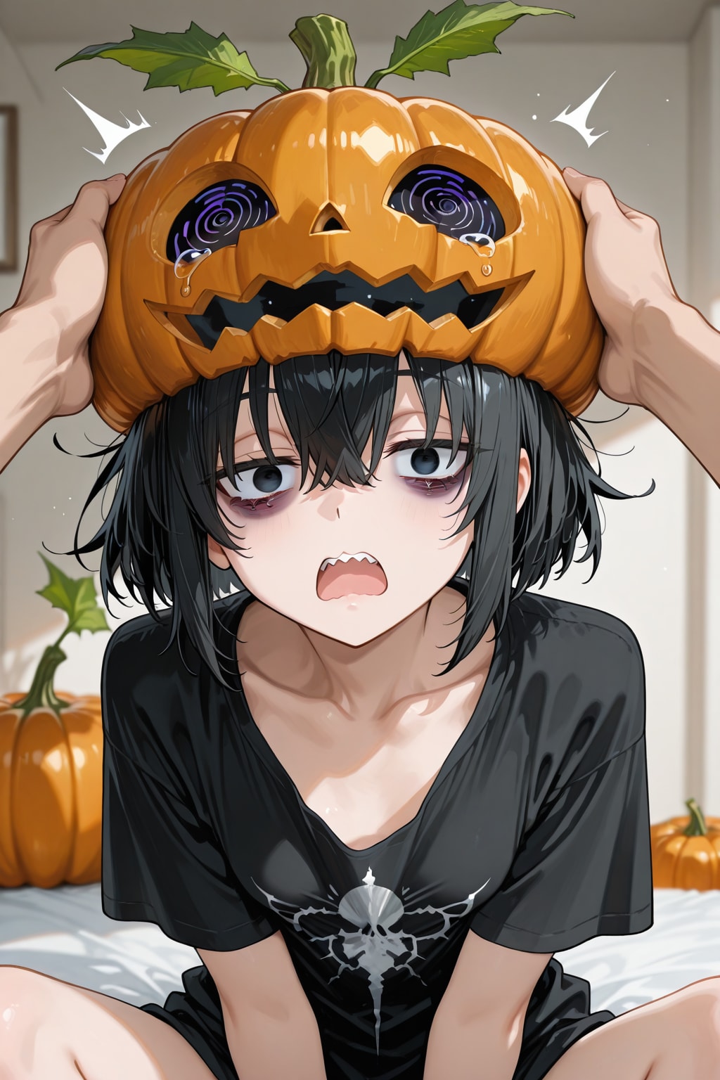 兄ちゃん、頭にヘタ生えた‼️🎃