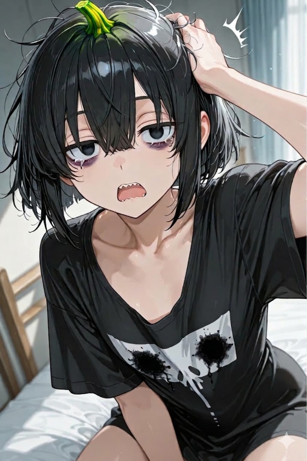 兄ちゃん、頭にヘタ生えた‼️🎃