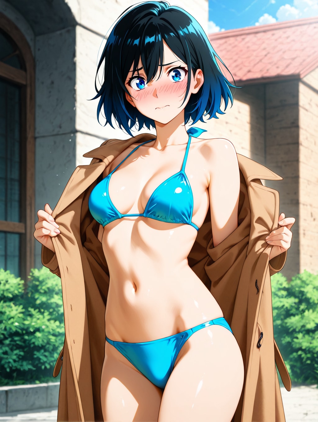 Twitterが凍りました…コートを着たビキニ美女