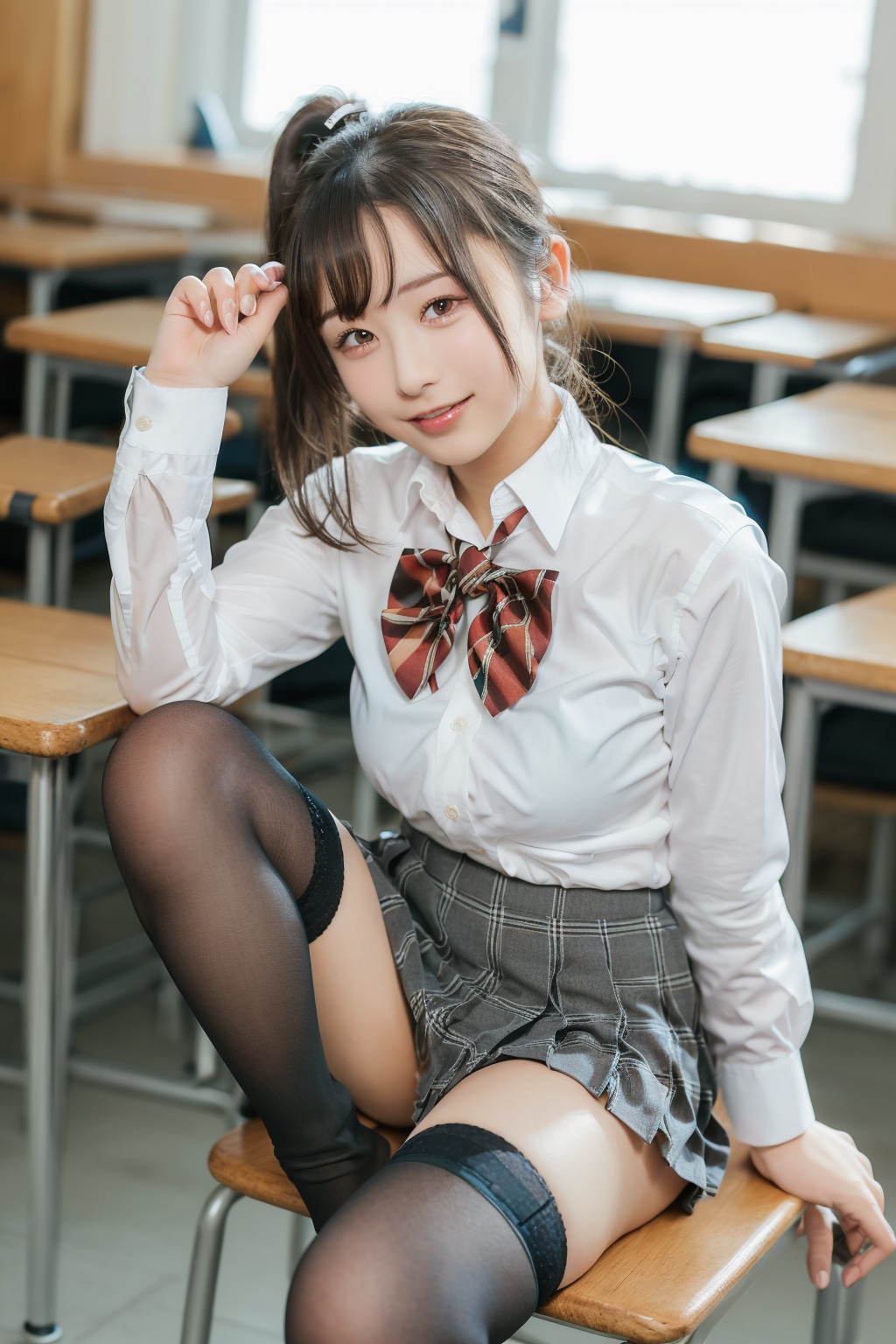 美腳の女子高生と二―ソックス