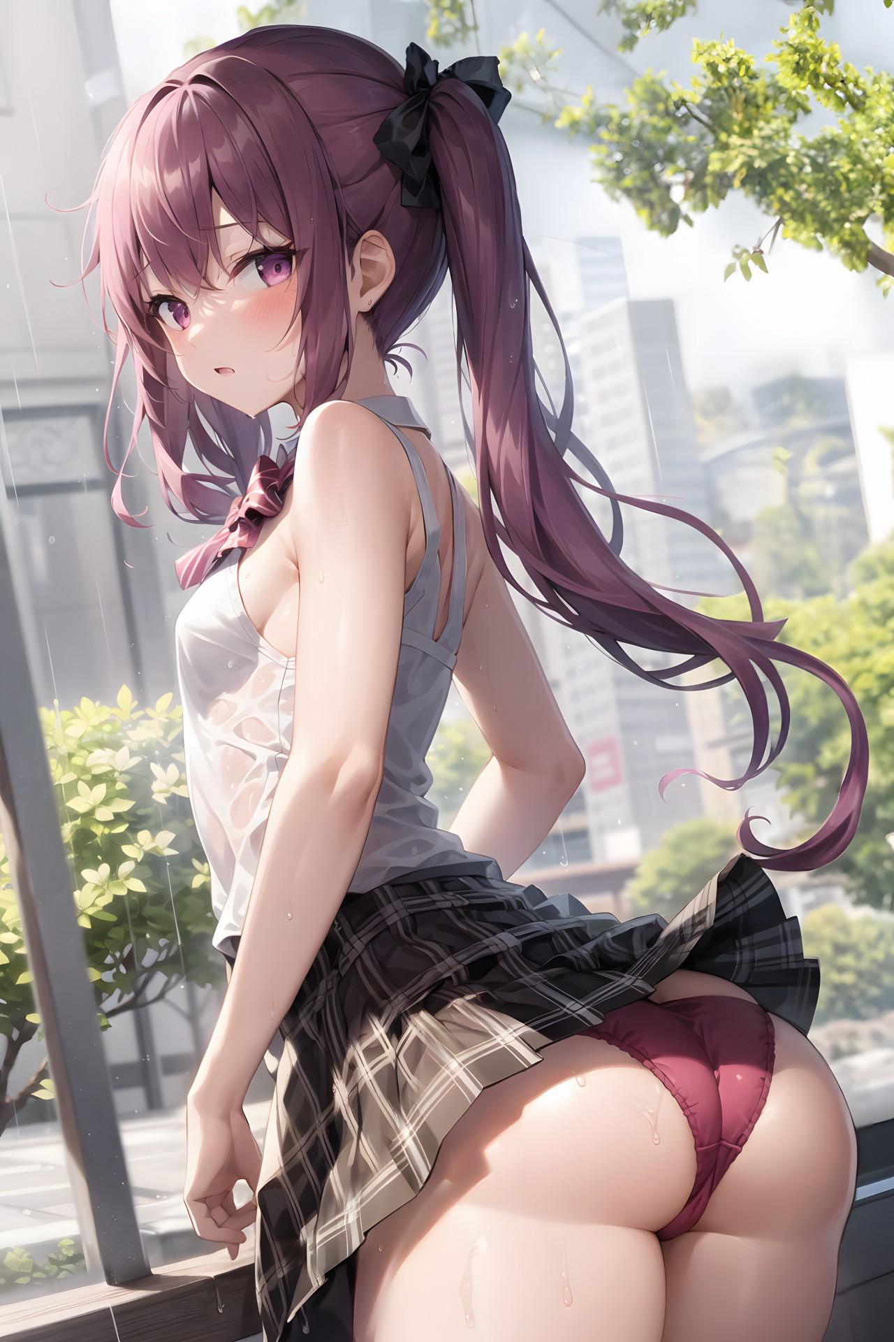 雨上がりのパンツ美少女