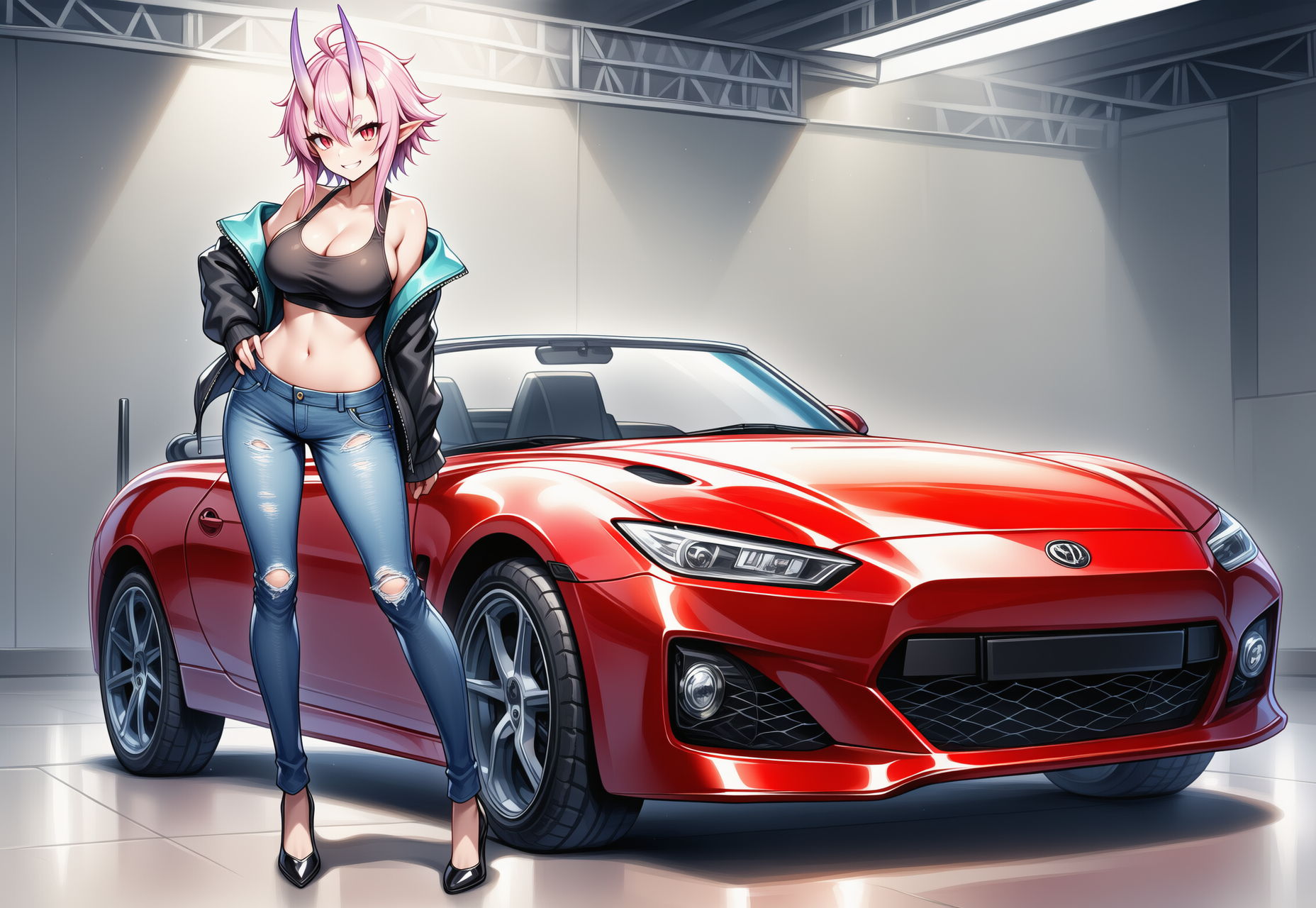 赤いオープンカー！