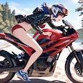 夏なので水着でバイク 2枚目