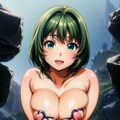 二次おっぱいポロリ199《緑髪激むち変形水着》 8枚目