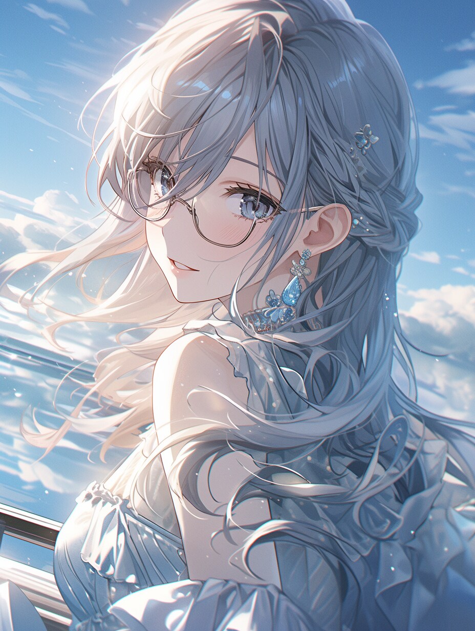 青空とメガネ女子