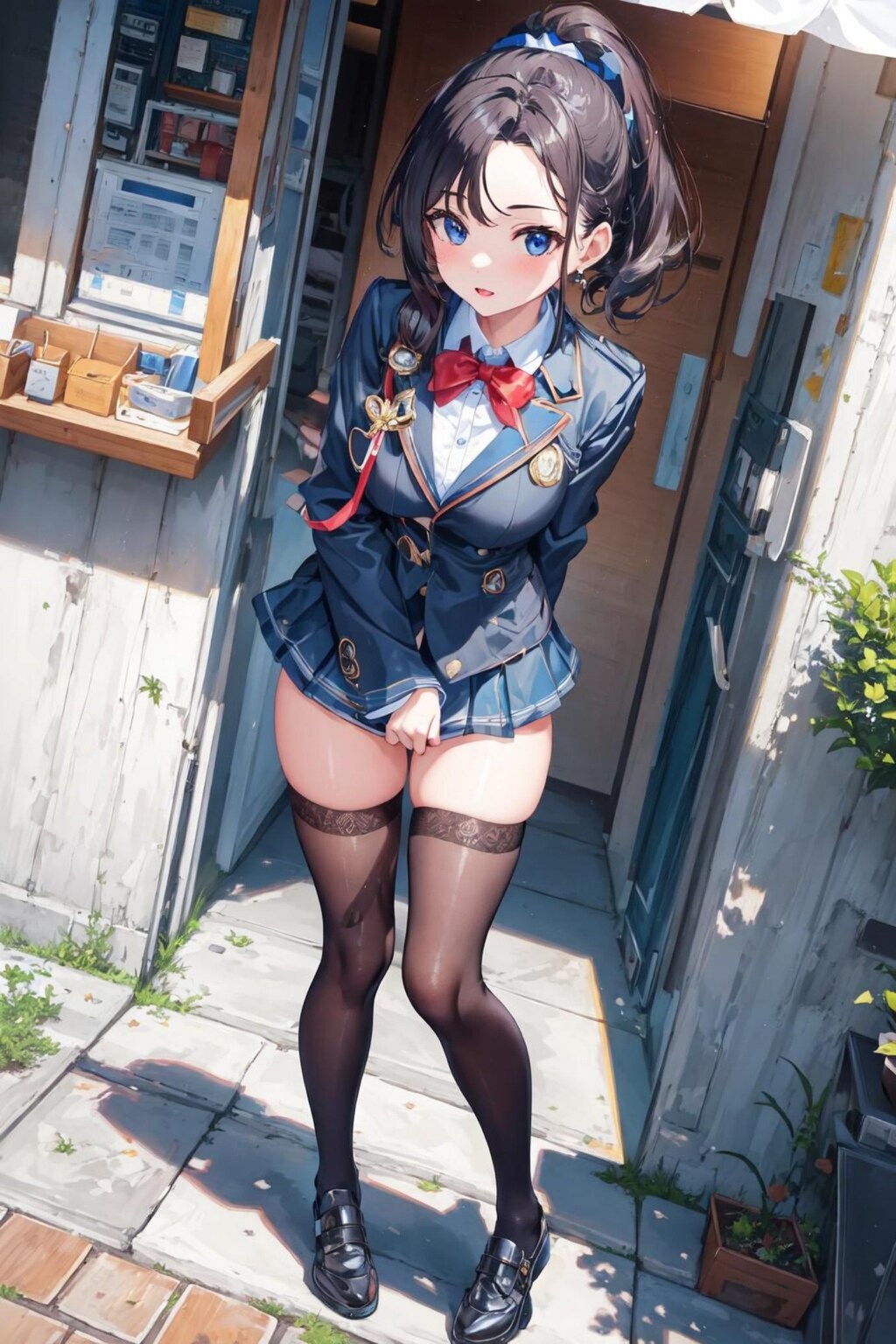 絶対領域の黒髪ちゃん