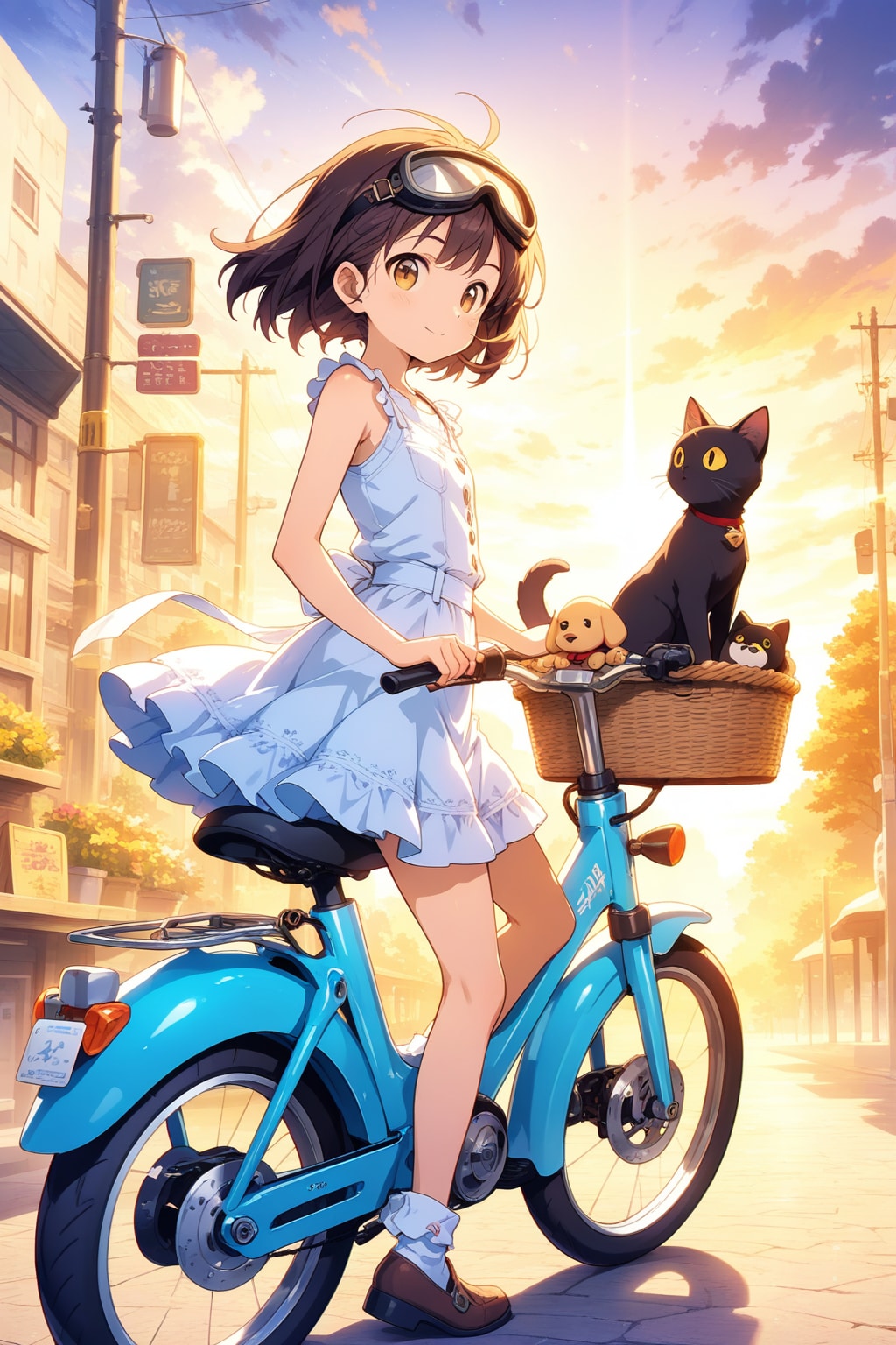 少女と黒猫と自転車