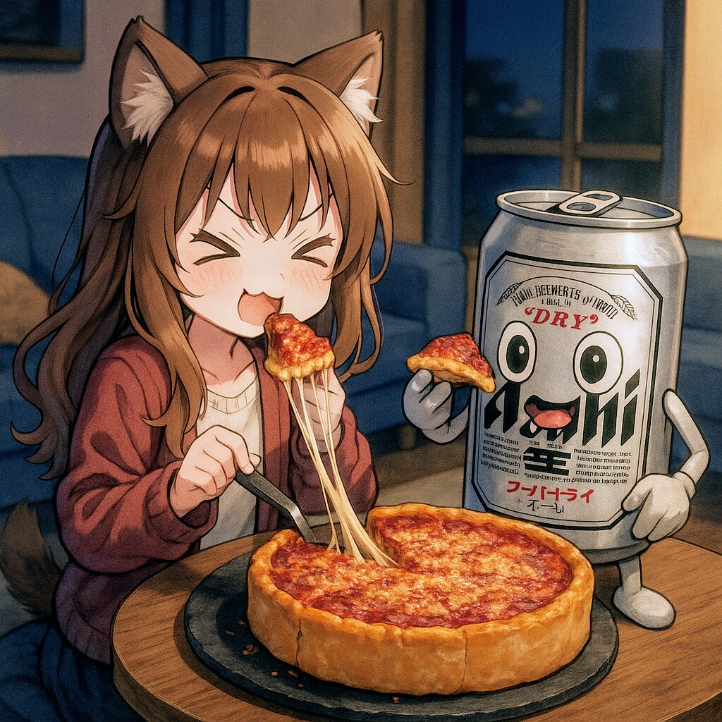 シカゴおピッツァを食べる小さな女の子