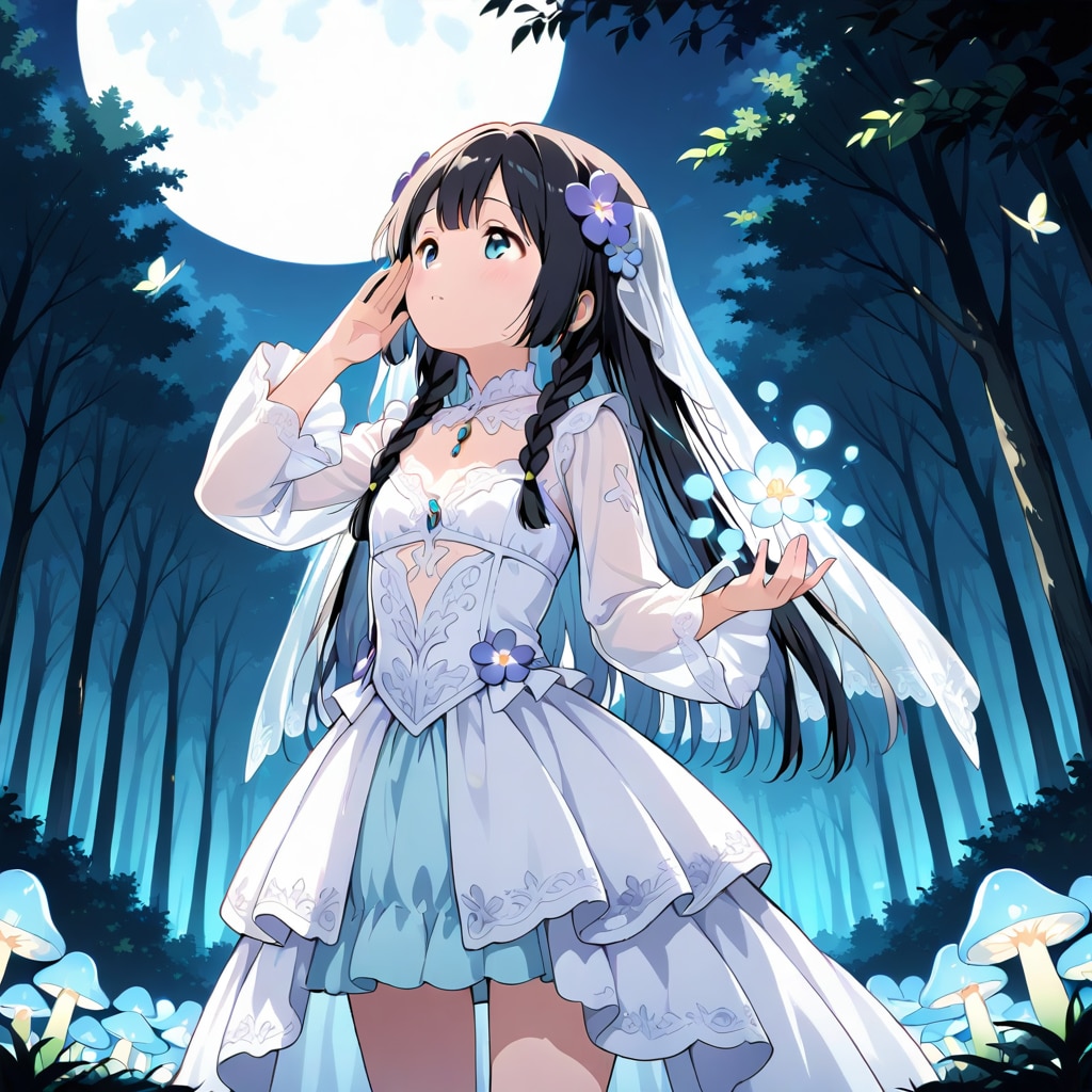 夜の森にて | の人気AIイラスト・グラビア