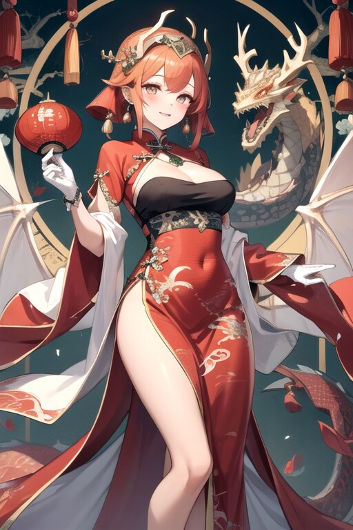 チャイナドレスと龍