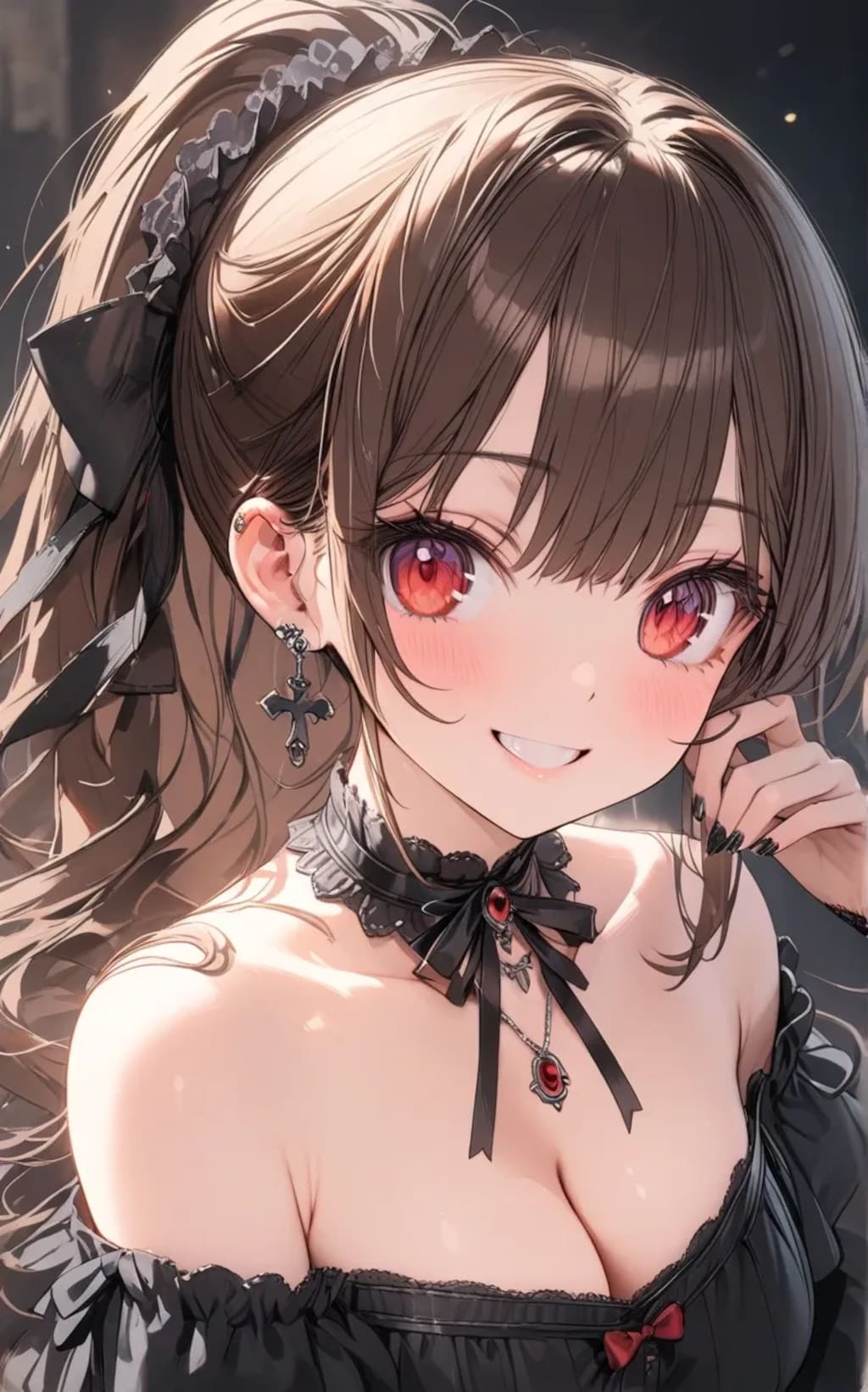 笑顔の茶髪ポニテちゃん