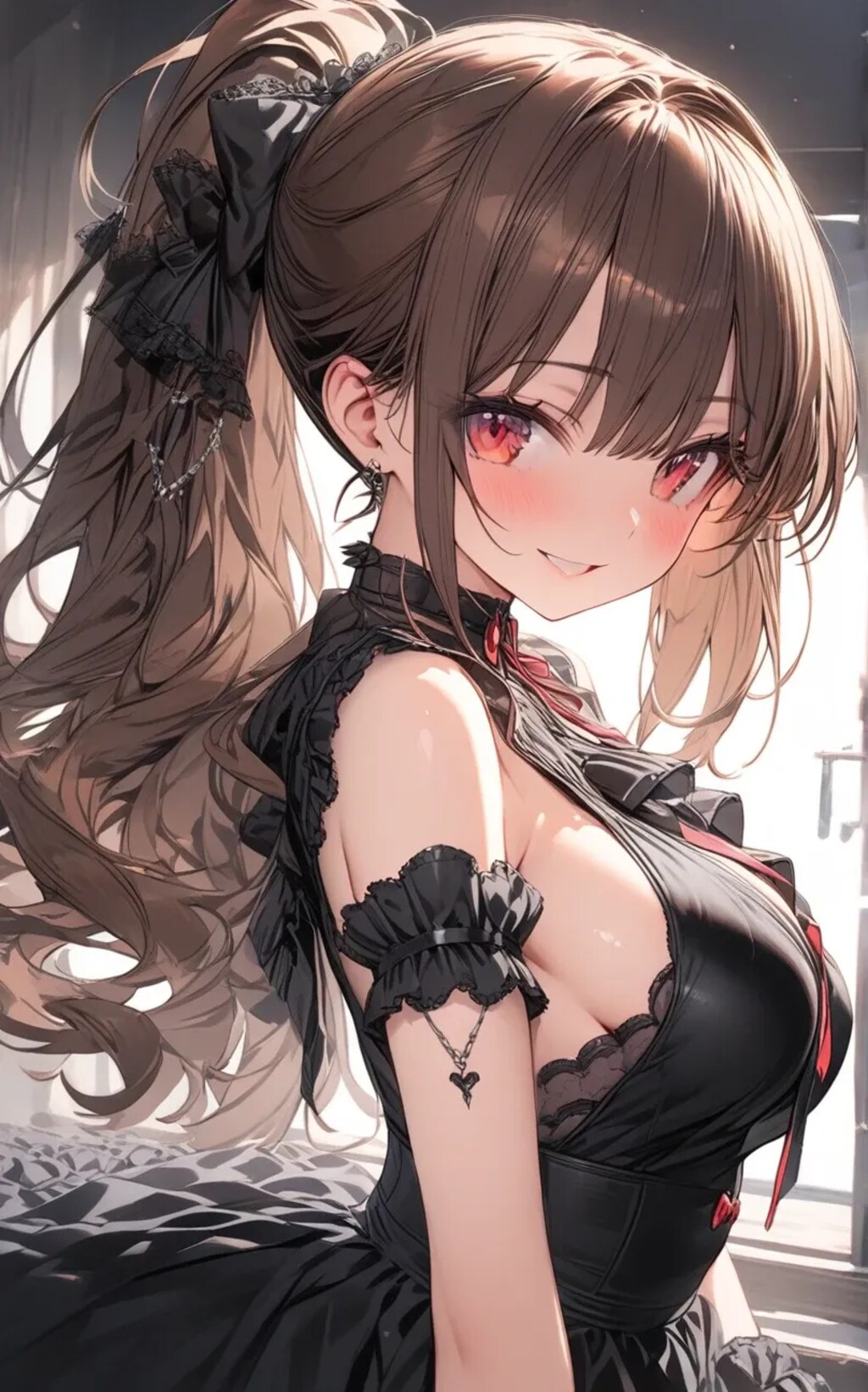 笑顔の茶髪ポニテちゃん