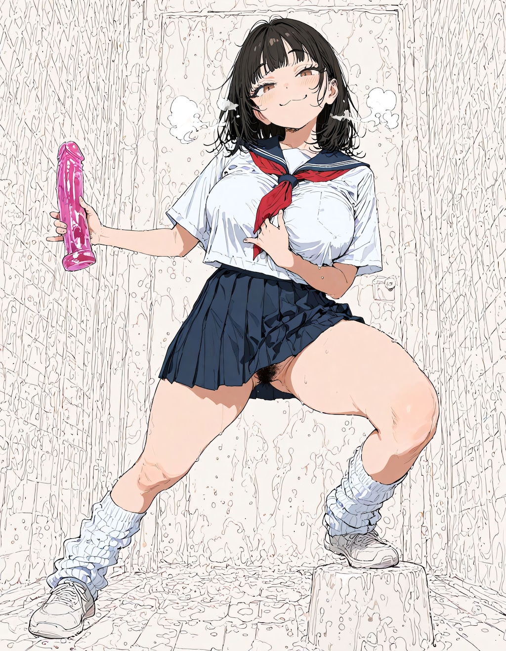 制服とディルド