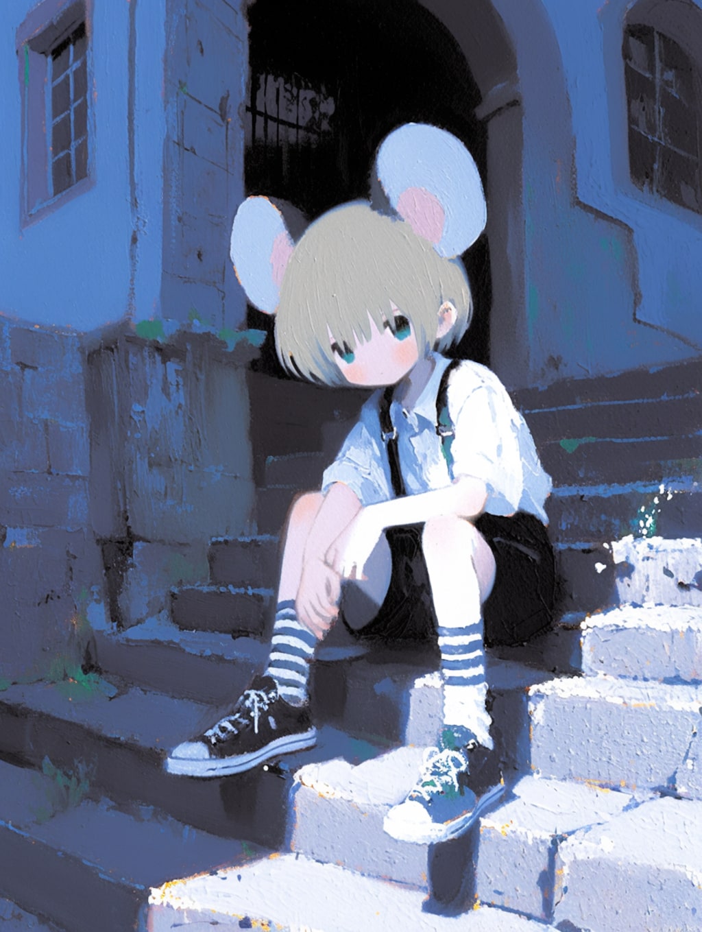 座るねず耳ちゃん