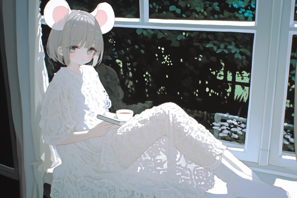 座るねず耳ちゃん