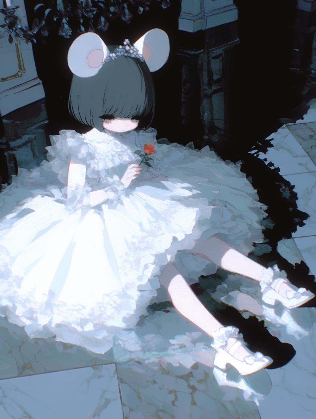 座るねず耳ちゃん