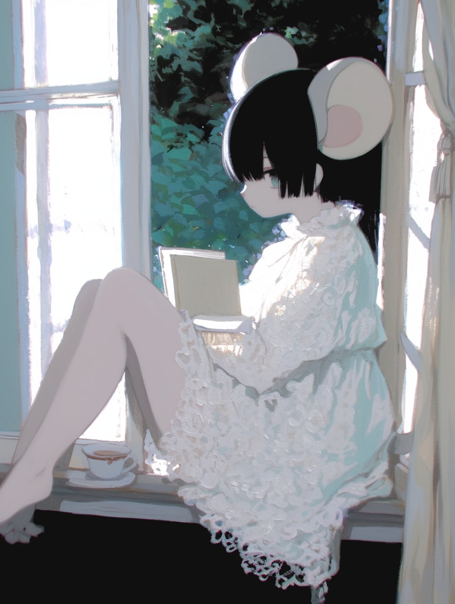 座るねず耳ちゃん | の人気AIイラスト・グラビア