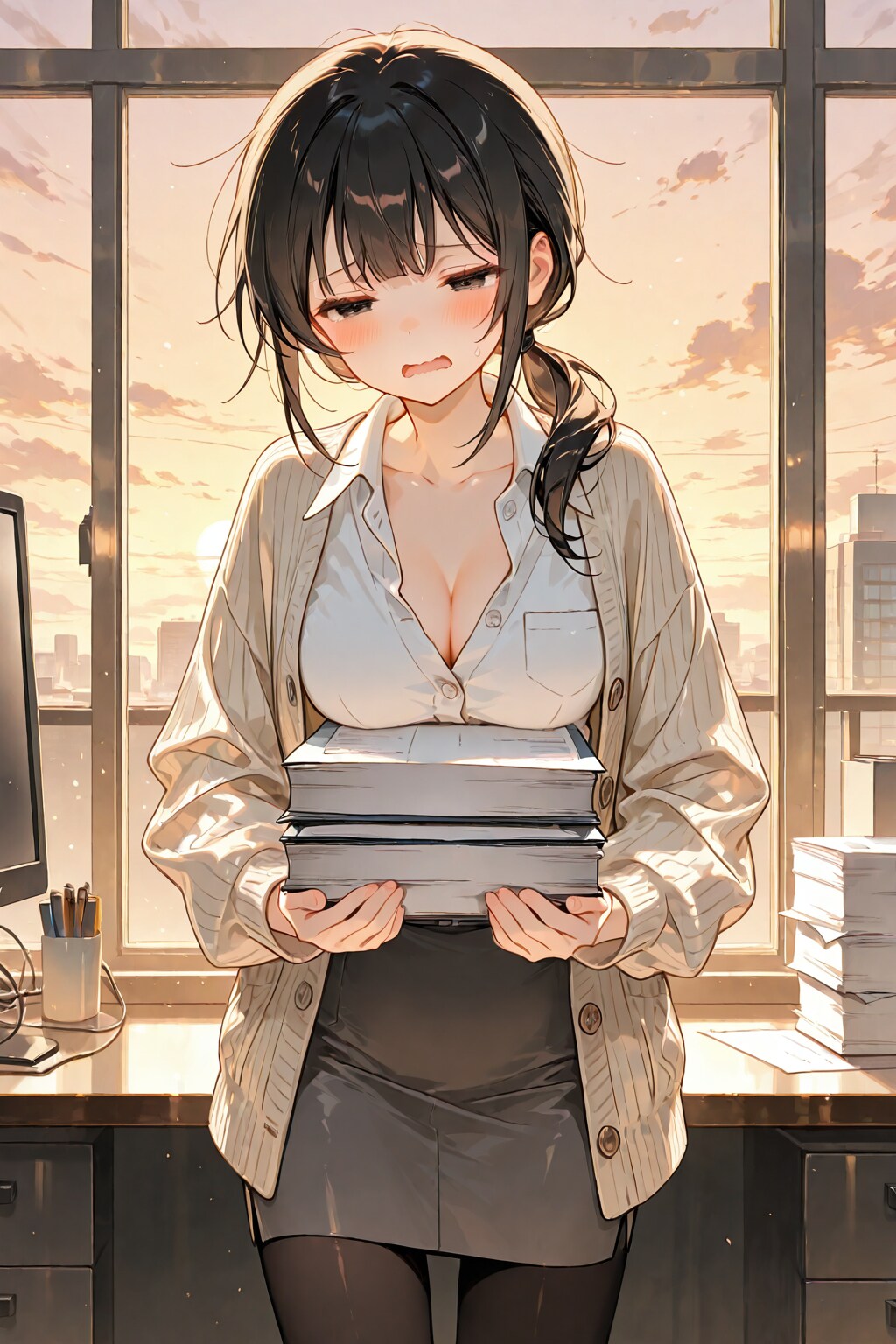 うっかり引き受けた資料整理『終わらない…終わらないよぉ……（涙目』同僚ちゃん。