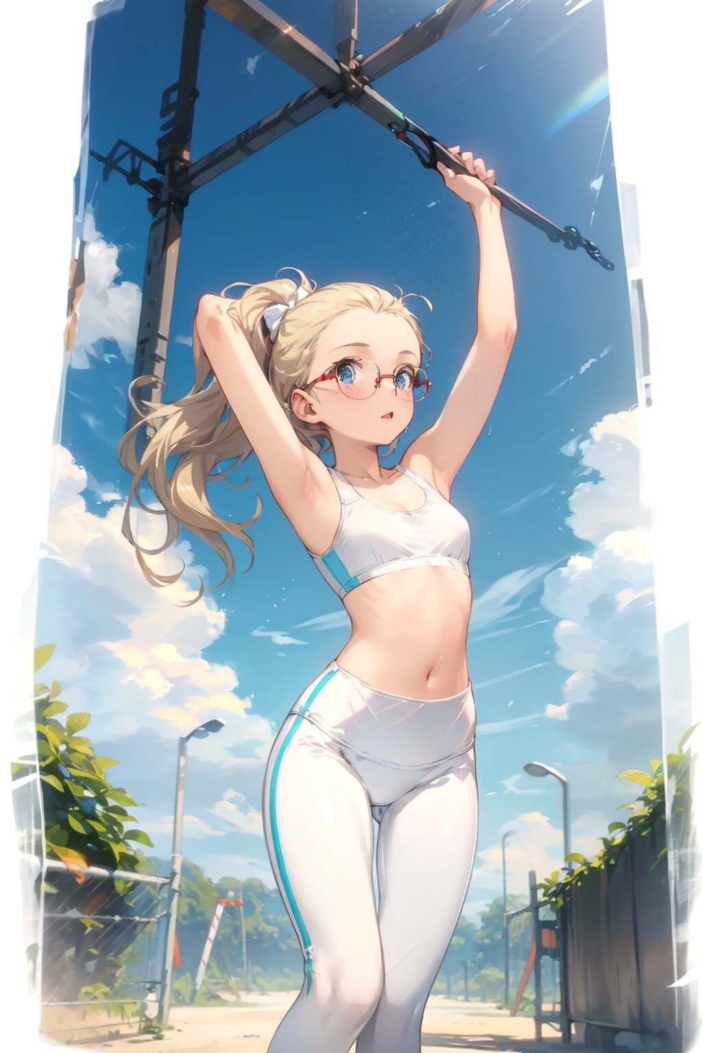 スポーツウェアの眼鏡っ娘