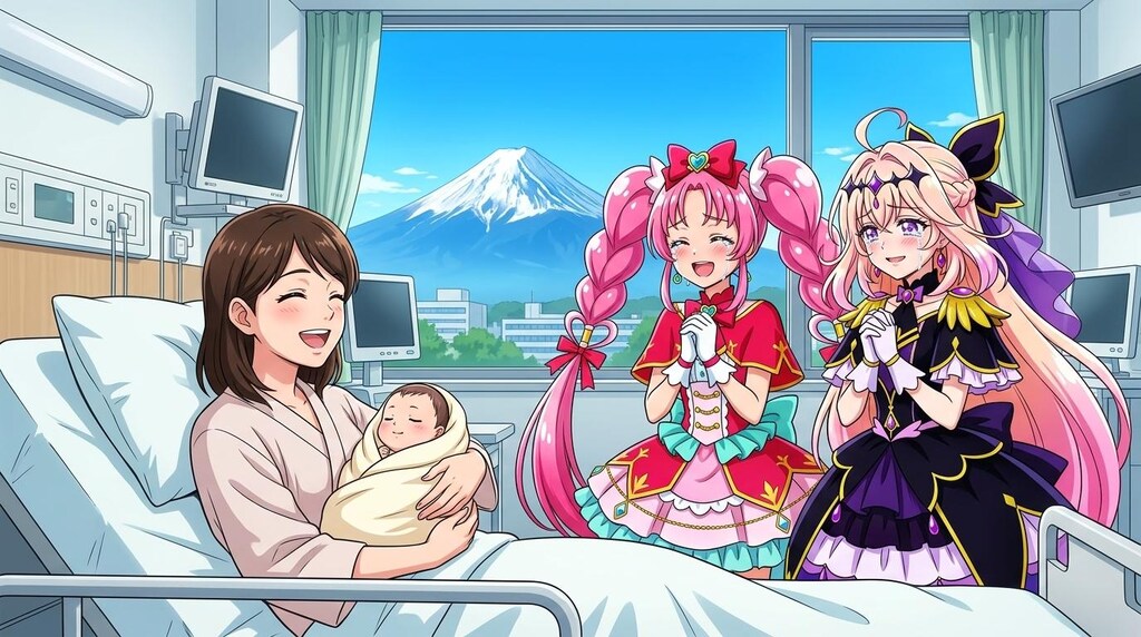 二人のプリキュア、新生児と母親の笑顔を見て感涙する