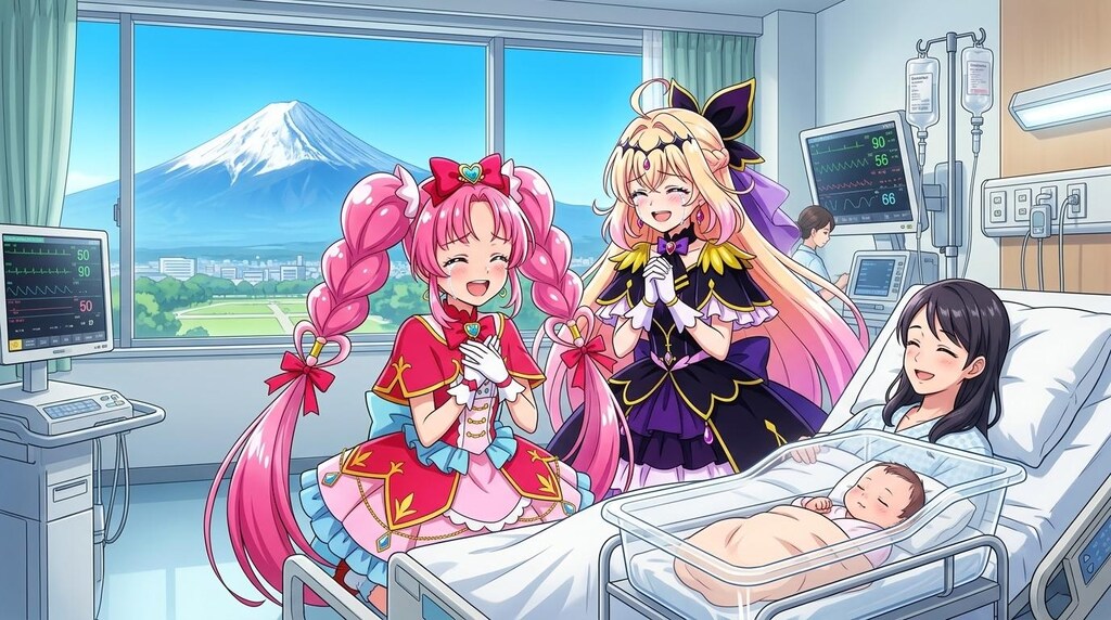 二人のプリキュア、新生児と母親の笑顔を見て感涙する