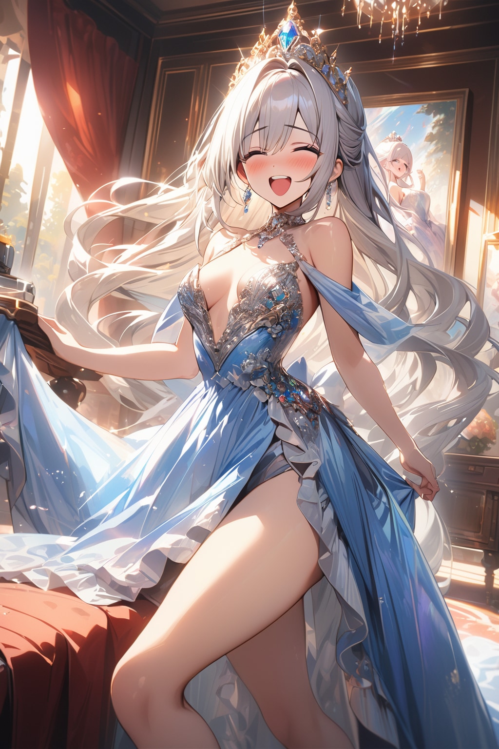 爆笑する銀髪プリンセス